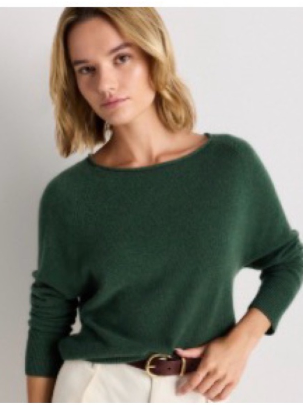 Quince Women's Dark Green Boatneck Cashmere Sweater